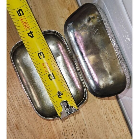 Vintage Ceramic Footed Trinket Dish & Silver Tone Box Set - Picture 6 of 16